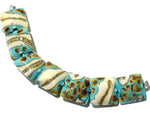 11105104 - Seven Turquoise/Ivory & Beige Pillow Beads