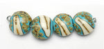11105112 - Four Turquoise/Ivory & Beige Lentil Beads
