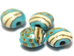 11105112 - Four Turquoise/Ivory & Beige Lentil Beads