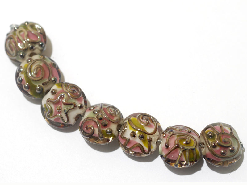11105602 - Seven Metal Finished Stringer w/Pink Lentil Beads