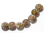11105602 - Seven Metal Finished Stringer w/Pink Lentil Beads
