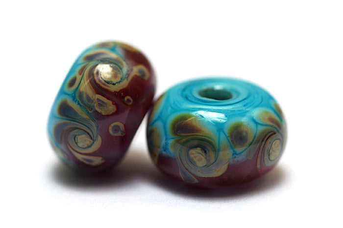 11105701 - Seven Turquoise & Amethyst w/Beige Rondelle Beads