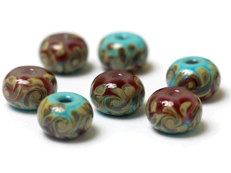 11105701 - Seven Turquoise & Amethyst w/Beige Rondelle Beads