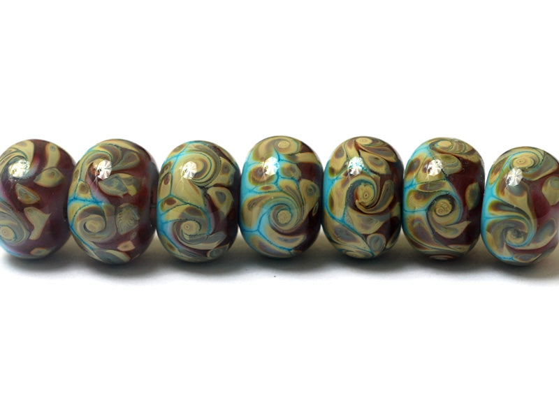 11105701 - Seven Turquoise & Amethyst w/Beige Rondelle Beads