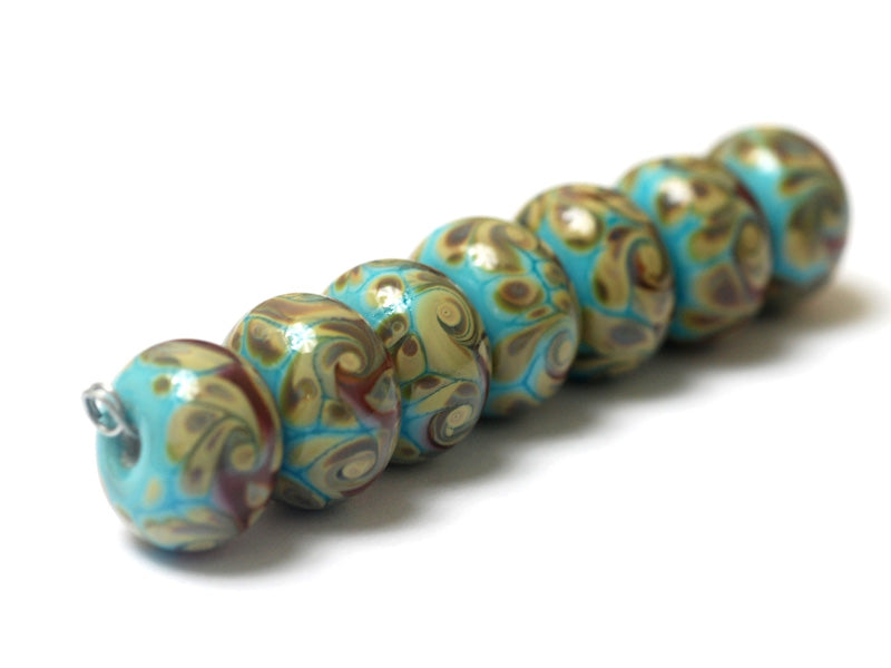 11105701 - Seven Turquoise & Amethyst w/Beige Rondelle Beads