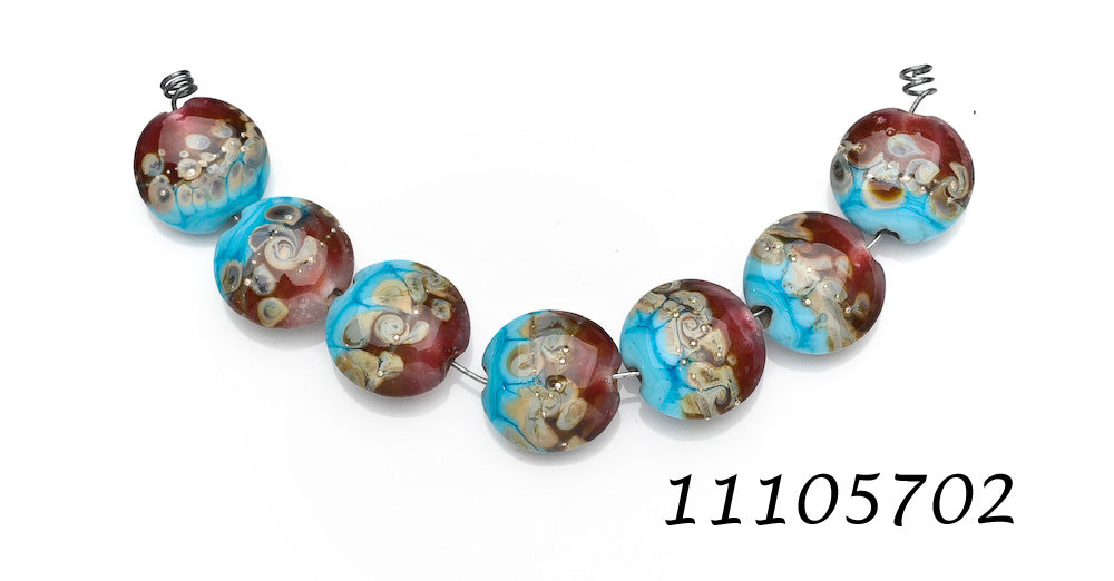 11105702 - Seven Turquoise & Amethyst w/Beige Lentil Beads