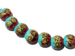 11105702 - Seven Turquoise & Amethyst w/Beige Lentil Beads
