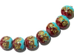 11105702 - Seven Turquoise & Amethyst w/Beige Lentil Beads
