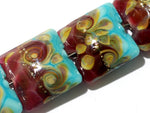 11105704 - Seven Turquoise & Amethyst w/Beige Pillow Beads