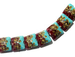 11105704 - Seven Turquoise & Amethyst w/Beige Pillow Beads