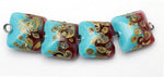 11105714 - Four Turquoise & Amethyst w/Beige Pillow Beads