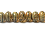 11106101 - Seven Transparent Brown w/Beige Strips Rondelle Beads