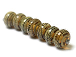 11106101 - Seven Transparent Brown w/Beige Strips Rondelle Beads
