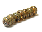 11106101 - Seven Transparent Brown w/Beige Strips Rondelle Beads