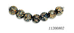 11200802 - Seven Black w/Twisted Beige Dots Lentil Beads