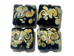 11200814 - Four Black w/Twisted Beige Dots Pillow Beads