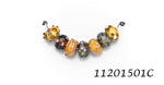 11201501C - Seven Dark Yellow w/Silver Stringers Rondelle Beads