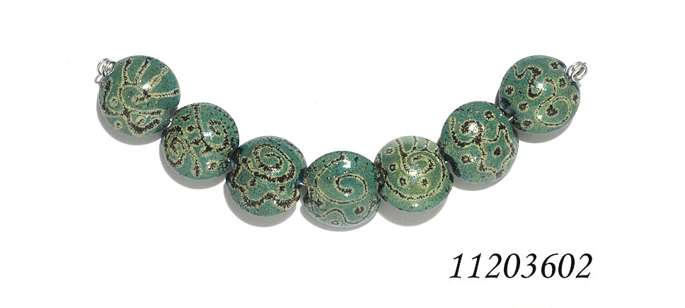 11203602 - Seven Green w/Stringer Lentil Beads
