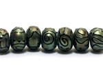 11203801 - Seven Green Pearl Surface w/Black Rondelle Beads