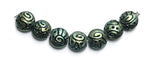 11203802 - Seven Green Pearl Surface w/Black String Lentil Beads