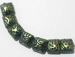 11203804 - Seven Green Pearl Surface w/Black Pillow Beads