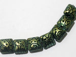 11203804 - Seven Green Pearl Surface w/Black Pillow Beads