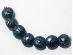 11204302 - Seven Blue Pearl Surface w/Black String Lentil Beads