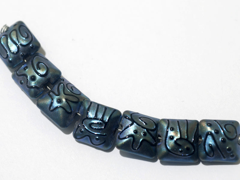 11204304 - Seven Blue Pearl Surface w/Black String Pillow Beads