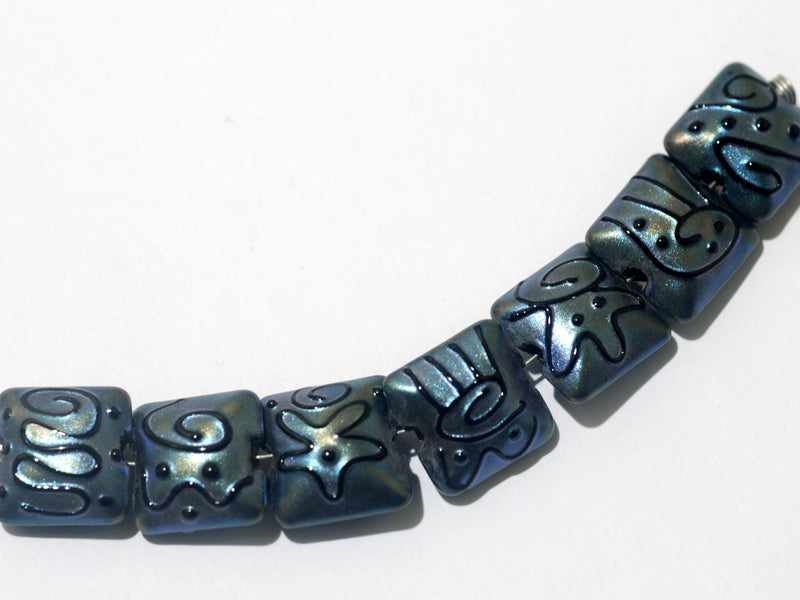 11204304 - Seven Blue Pearl Surface w/Black String Pillow Beads
