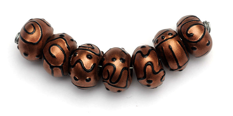 11204401 - Seven Copper Pearl Surface w/Black Swirl Rondelles