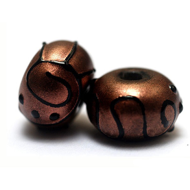 11204401 - Seven Copper Pearl Surface w/Black Swirl Rondelles