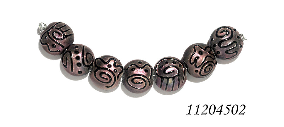 11204502 - Seven Light Purple Pearl Surface Lentil Beads
