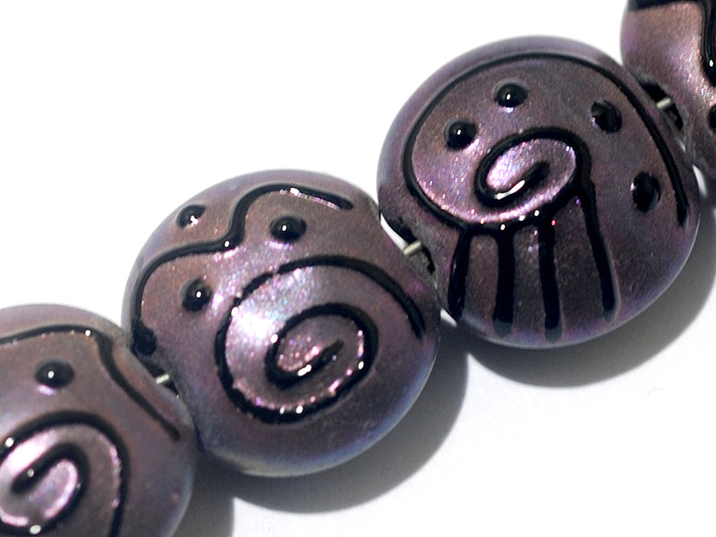 11204502 - Seven Light Purple Pearl Surface Lentil Beads