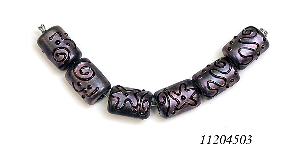 11204503 - Six Light Purple Pearl Surface Mini Kalera Beads