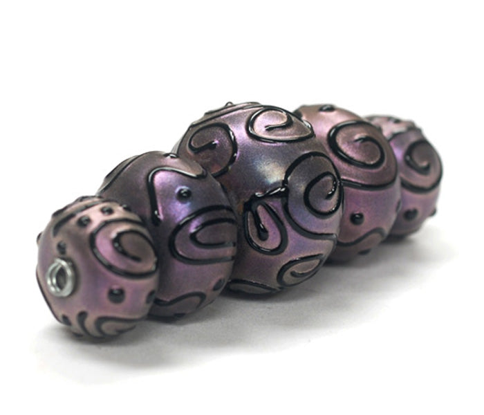 11204511 - Five Grad Light Purple Pearl Surface Rondelle Beads