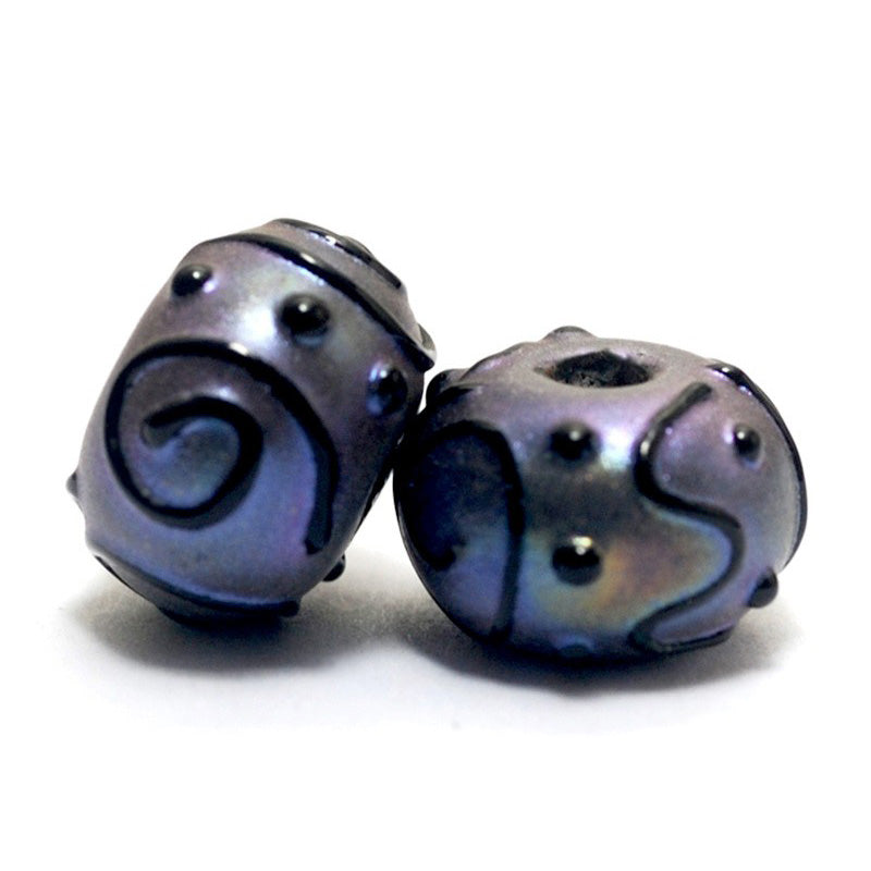 11204701 - Seven Purple Pearl Surface Rondelle Beads