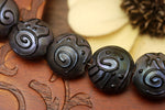 11204702 - Seven Purple Pearl Surface Lentil Beads