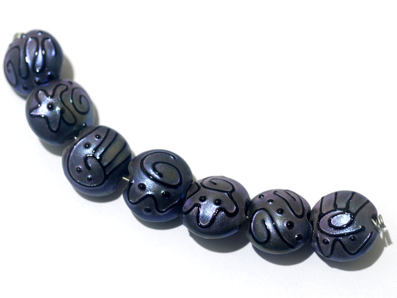 11204702 - Seven Purple Pearl Surface Lentil Beads