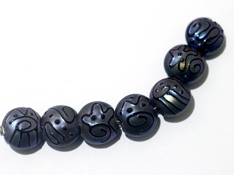 11204702 - Seven Purple Pearl Surface Lentil Beads