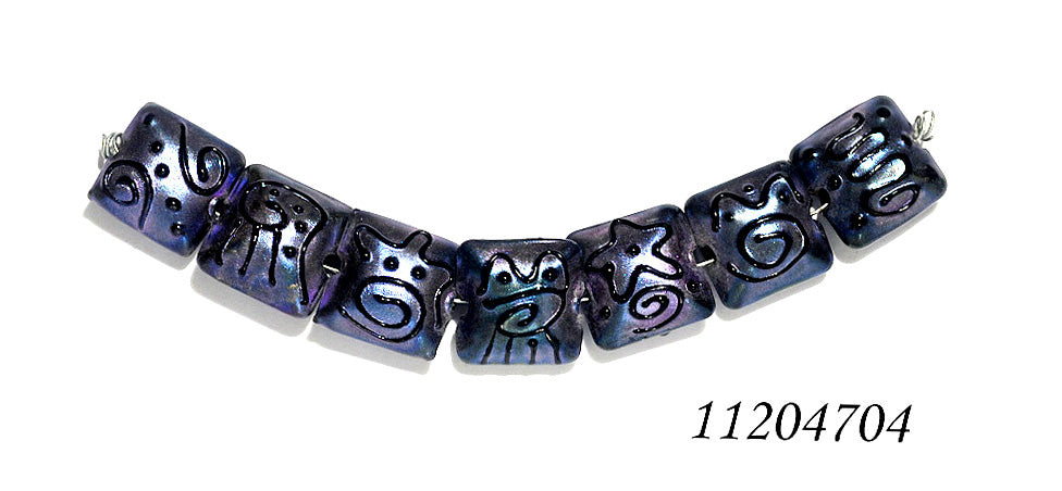 11204304 - Seven Blue Pearl Surface w/Black String Pillow Beads