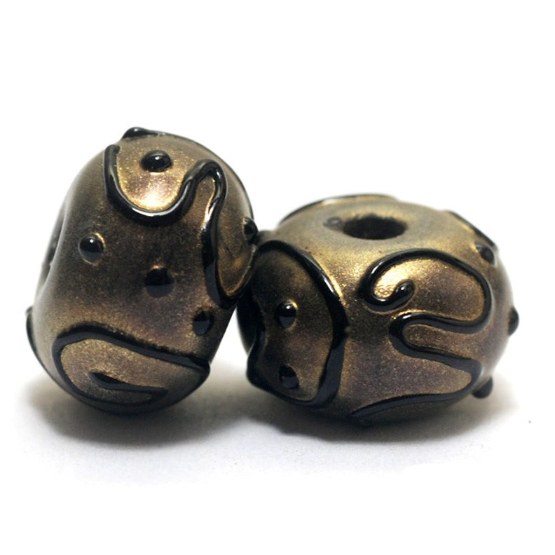 11204801 - Seven Golden Pearl Surface w/Black Rondelle Beads