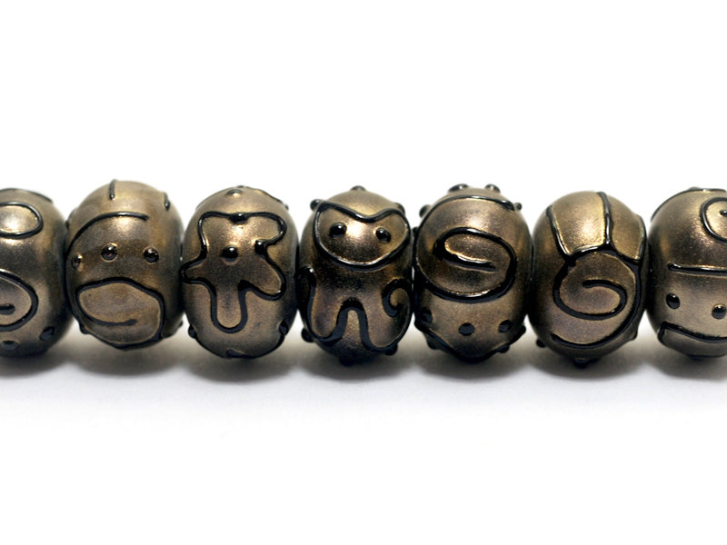11204801 - Seven Golden Pearl Surface w/Black Rondelle Beads