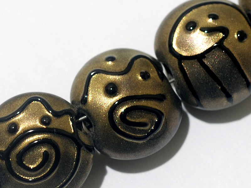 11204802 - Seven Golden Pearl Surface w/Black Lentil Beads