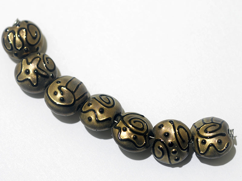 11204802 - Seven Golden Pearl Surface w/Black Lentil Beads