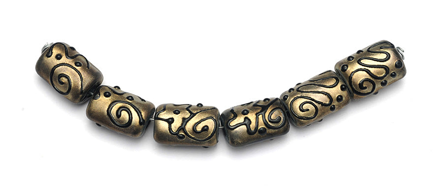 11204803 - Six Golden Pearl Surface w/Black Mini Kalera Beads