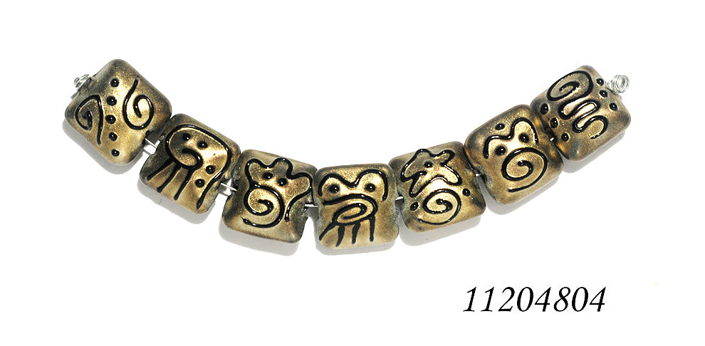 11204804 - Seven Golden Pearl Surface w/Black Pillow Beads