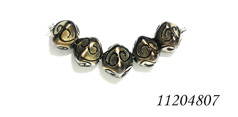 11204807 - Five Golden Pearl Surface w/Black Crystal Beads