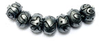 11205001 - Seven Gray Pearl Surface w/Black Rondelle Beads