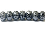 11205001 - Seven Gray Pearl Surface w/Black Rondelle Beads