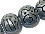 11205002 - Seven Gray Pearl Surface w/Black Lentil Beads